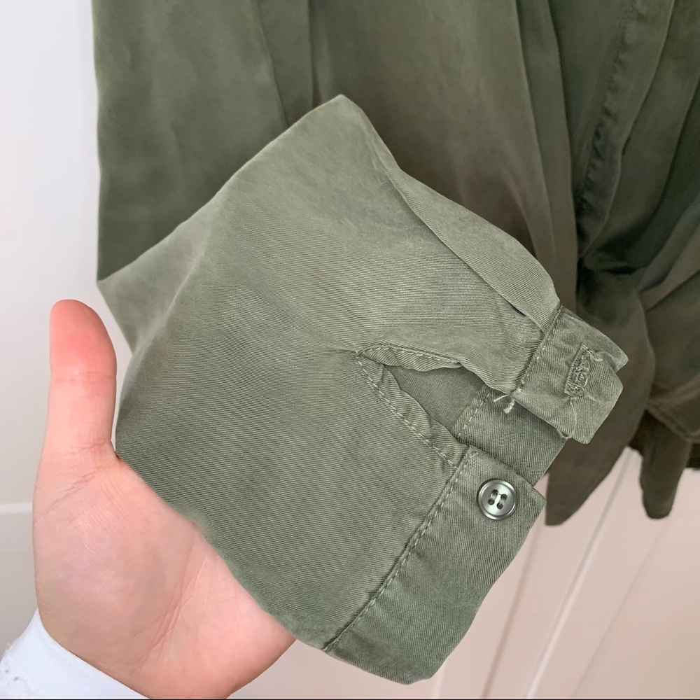 Velvet Heart Tencel Green Long Sleeve Front Tie Size Large - Picture 4 of 9